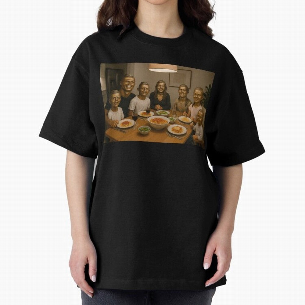 Ronaldo Bust Family Dinner Oversized T-Shirt Capture Match Day Hype around FIFA World Cup 2026 USA Canada Mexico, Cristiano Ronaldo, Brazil, Portugal and Argentina, Worldwide Fan Energy, Dramatic Goals, Stadium Lights and Championship Celebrations;