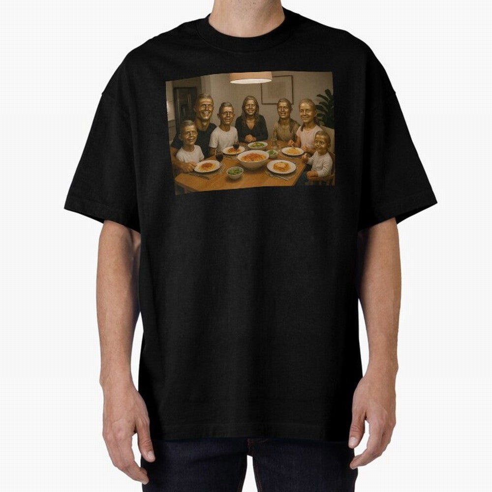 Ronaldo Bust Family Dinner Oversized T-Shirt Capture Match Day Hype around FIFA World Cup 2026 USA Canada Mexico, Cristiano Ronaldo, Brazil, Portugal and Argentina, Worldwide Fan Energy, Dramatic Goals, Stadium Lights and Championship Celebrations;