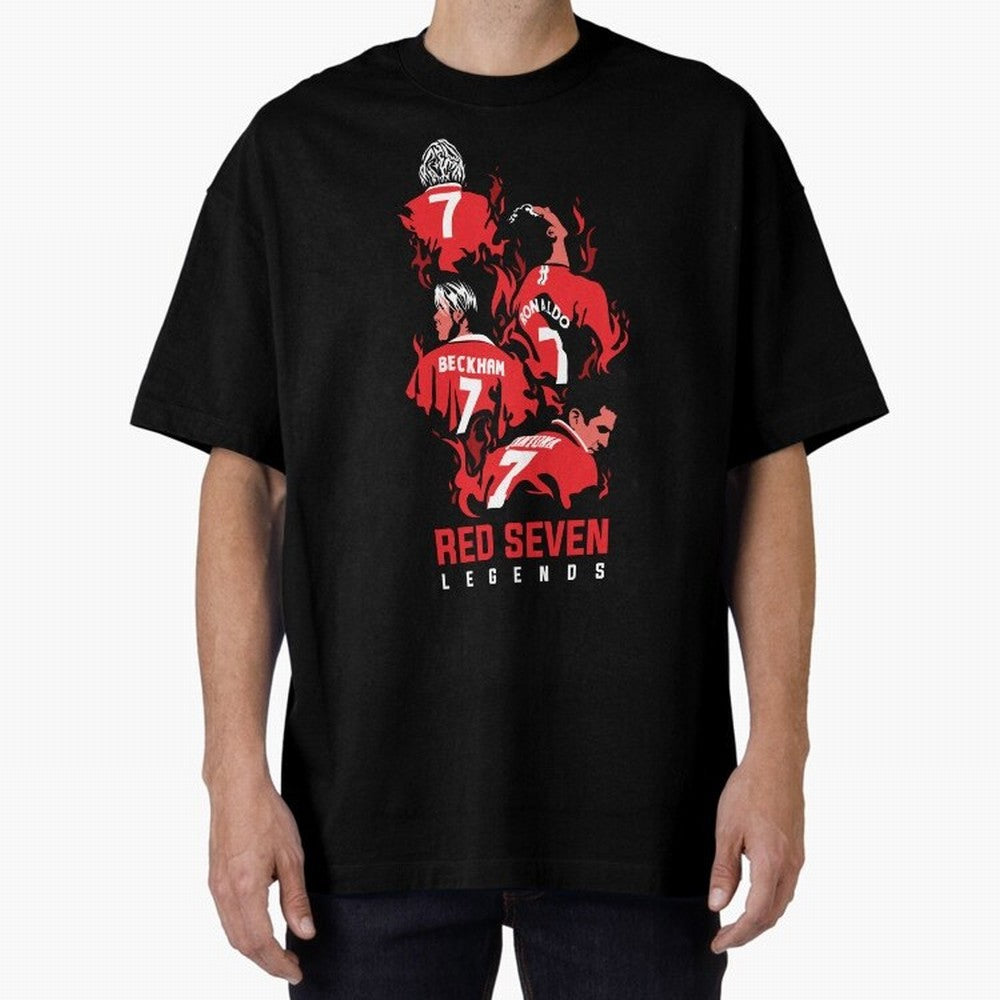 The Red Seven - Man Utd Oversized T-Shirt Show Up for the Glory of FIFA World Cup 2026 USA Canada Mexico for Fans of Messi and Cristiano Ronaldo and Portugal, Bringing Football Passion, Legendary Performances, Festival Vibes and Supporter