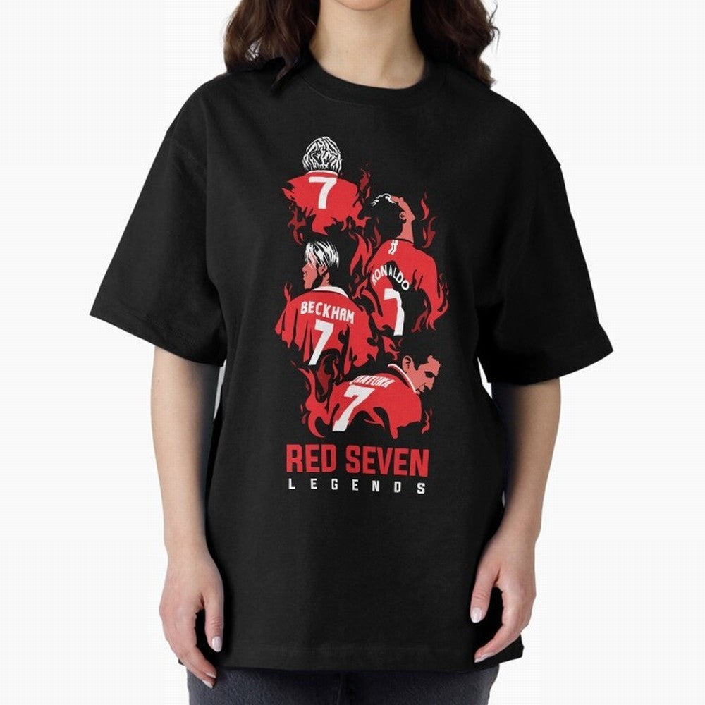 The Red Seven - Man Utd Oversized T-Shirt Show Up for the Glory of FIFA World Cup 2026 USA Canada Mexico for Fans of Messi and Cristiano Ronaldo and Portugal, Bringing Football Passion, Legendary Performances, Festival Vibes and Supporter
