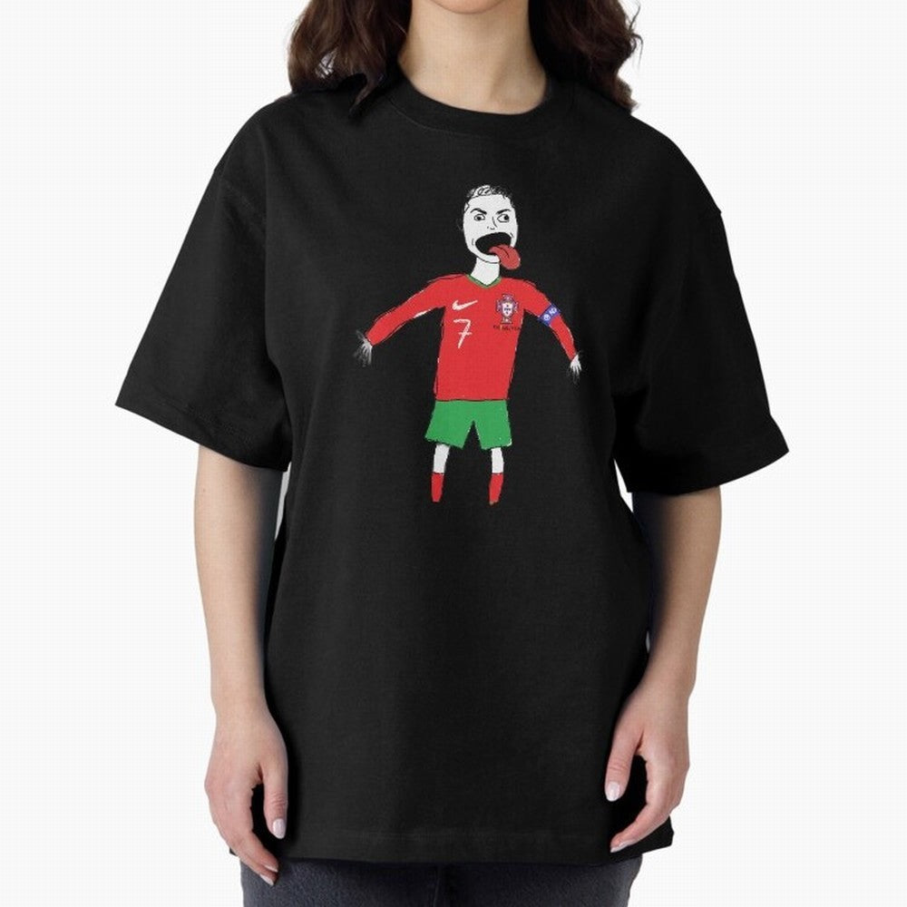 Badly Drawn Ronaldo Oversized T-Shirt Celebrate Global Passion for Global Football Passion for FIFA World Cup 2026 USA Canada Mexico, Highlighting Haaland and Mbappe, France, Global Supporter Spirit, Legendary Goals, National Colors and Tournament