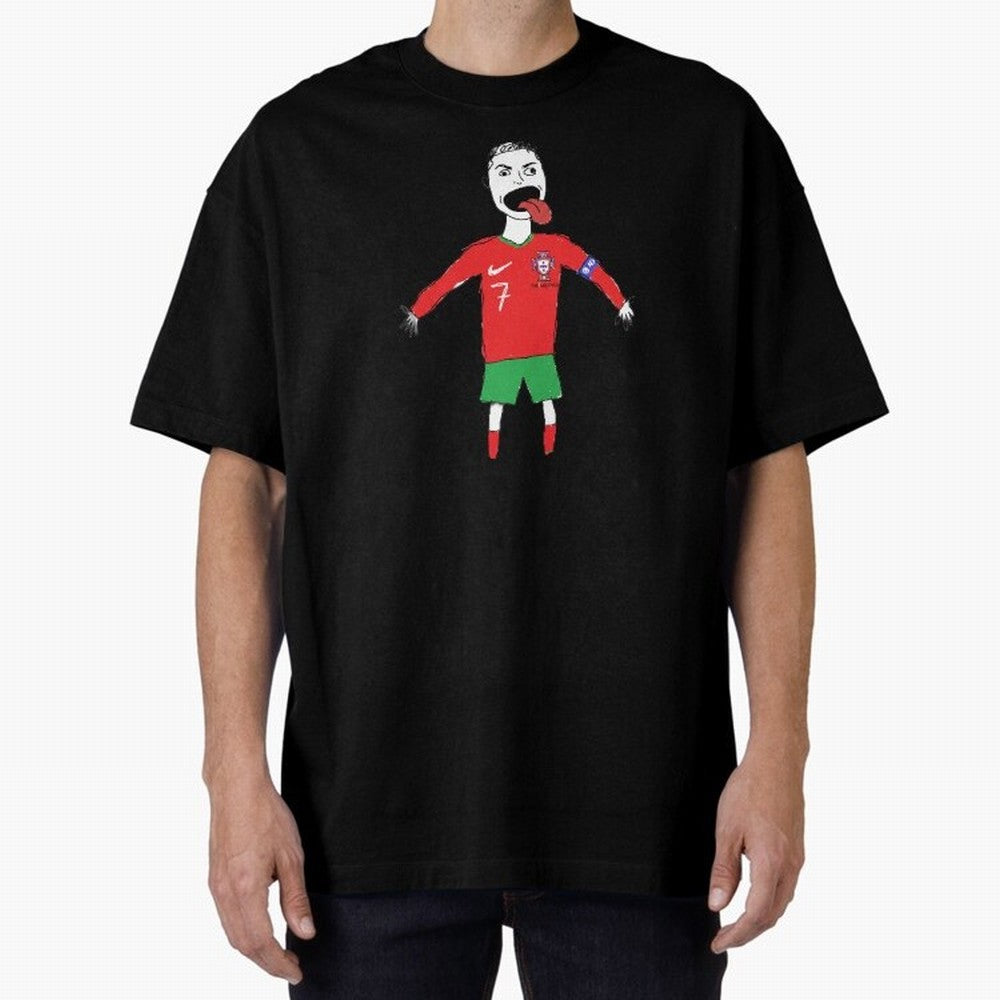 Badly Drawn Ronaldo Oversized T-Shirt Celebrate Global Passion for Global Football Passion for FIFA World Cup 2026 USA Canada Mexico, Highlighting Haaland and Mbappe, France, Global Supporter Spirit, Legendary Goals, National Colors and Tournament
