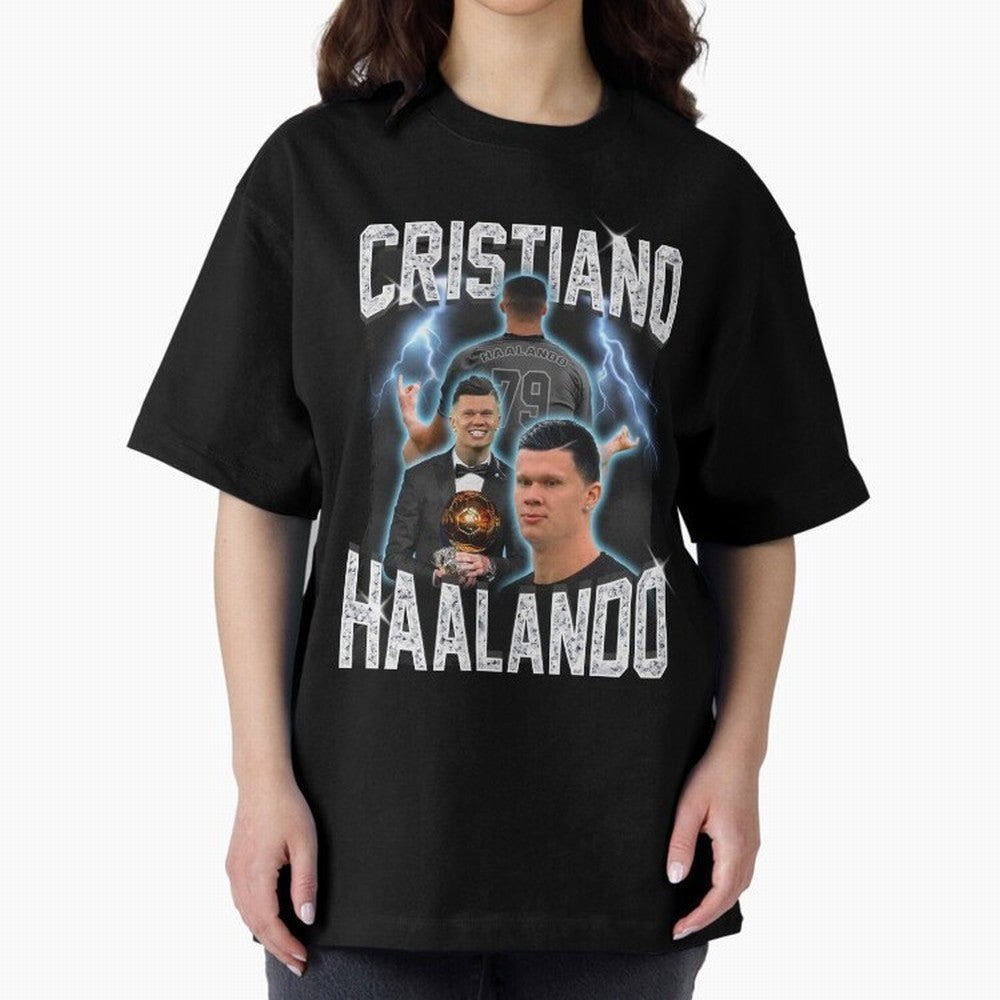 Cristiano Haalando Oversized T-Shirt Honor Champions and Dreams in the FIFA World Cup 2026 Journey through Mbappe Highlights, Netherlands Pride, Soccer Culture, Superstar Moments, National Team Dreams and Competitive Fire; Ideal for Passionate Fans