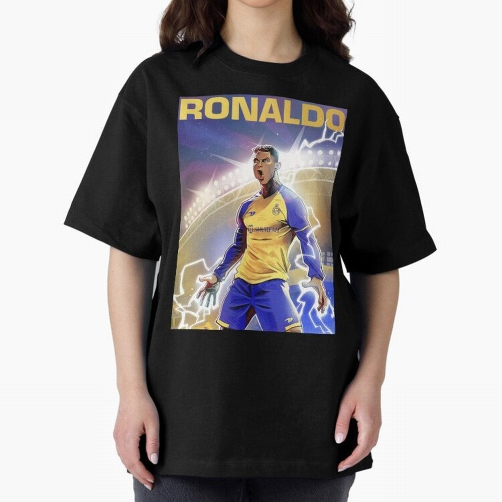 Ronaldo Al-Nassr Football Club - Oversized T-Shirt Showcase FIFA World Cup 2026 Driven by CR7 and Messi, England and Germany Energy, Stadium Chants, National Pride, Trophy Dreams and Unforgettable Football Memories; Perfect for Fans, Collectors,