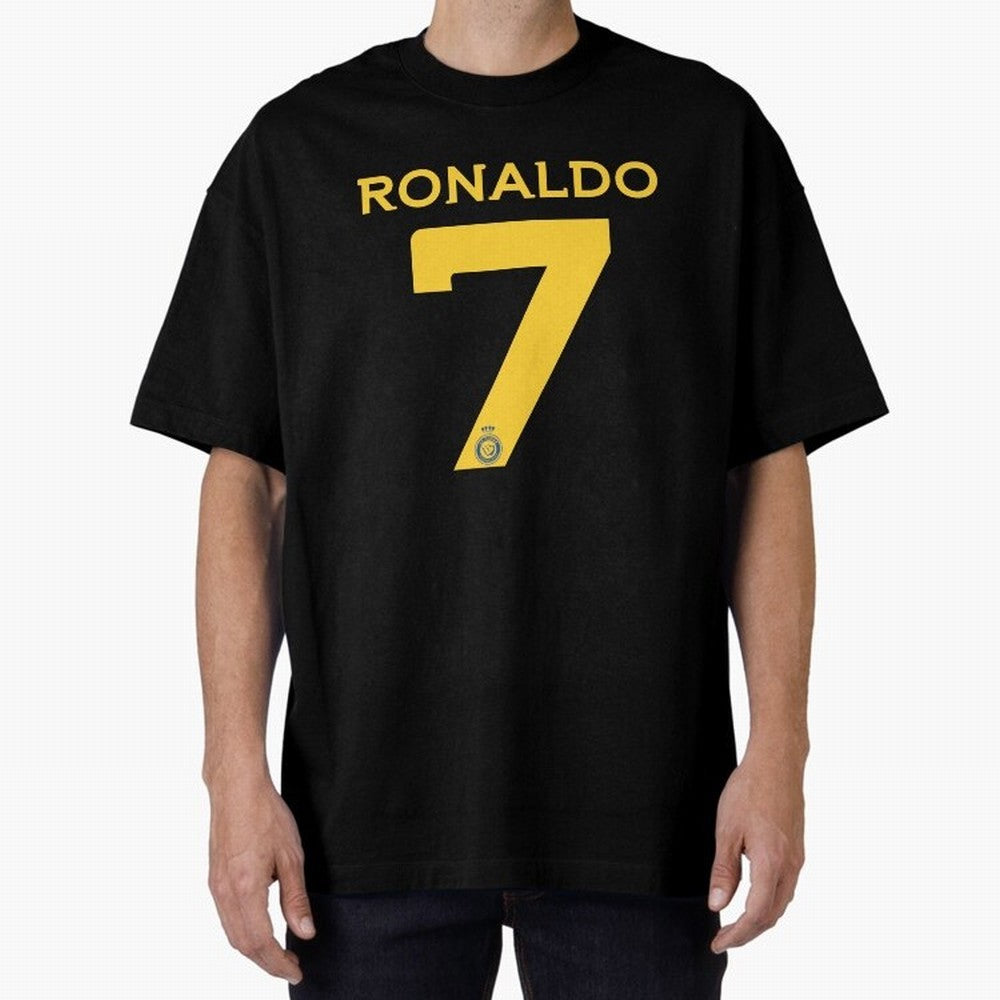 Ronaldo 7 Al-Nassr Football Club - Oversized T-Shirt Make Every Kick Count in Global Football Passion for FIFA World Cup 2026 Group Stage, Made for Messi and Cristiano Ronaldo, England, France and Netherlands, Fan Favorite Moments, National Team