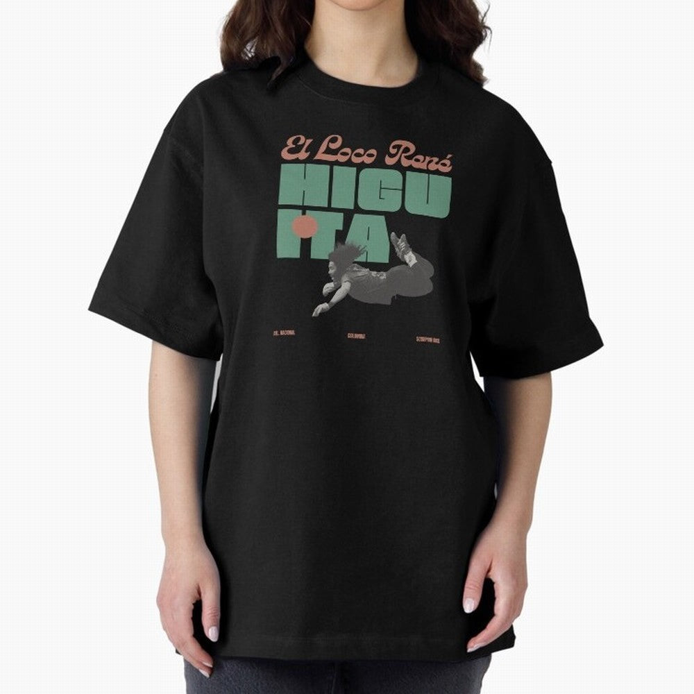 Rene Higuita Minimalist Oversized T-Shirt Turn Up for Global Football Passion for FIFA World Cup 2026 USA Canada Mexico, Connected to Haaland and Mbappe, Spain and Netherlands, Football History, Final Match Energy, Crowd Noise and Once in a