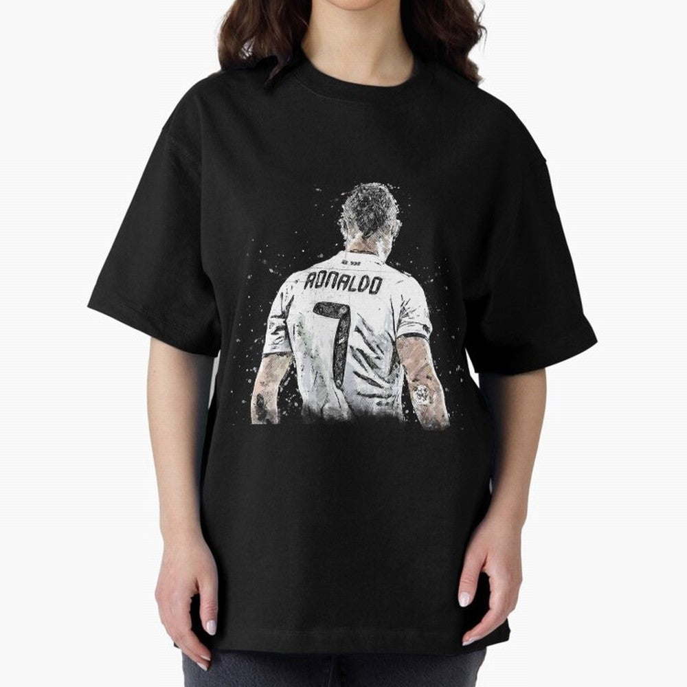 Cristiano ronaldo back Oversized T-Shirt Show Match Day Excitement for FIFA World Cup 2026 Group Stage Spirit, Inspired by Brazil, Portugal and Argentina, Cristiano Ronaldo, Haaland and CR7, Championship Spirit, Famous Goals, Roaring Crowds and