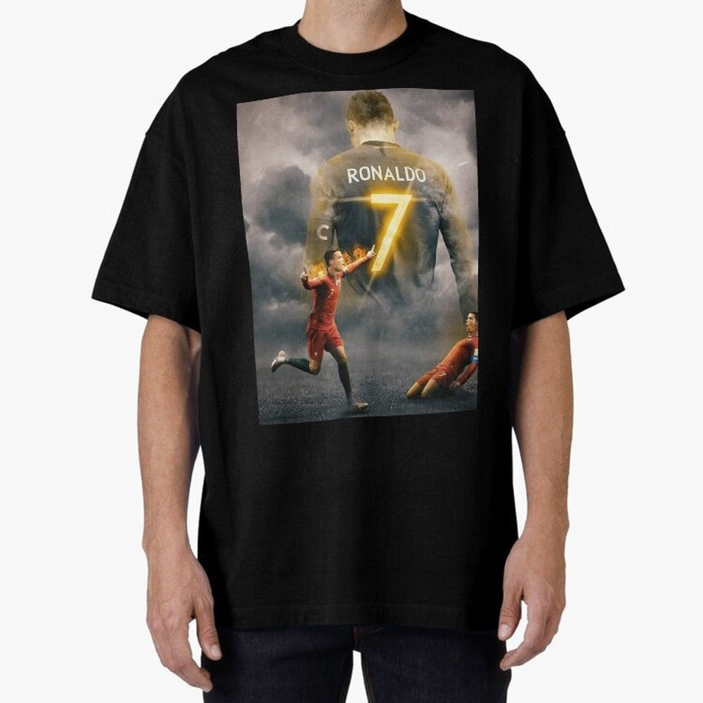 Aesthetic ronaldo poster Oversized T-Shirt Remember Iconic Moments from FIFA World Cup 2026 USA Canada Mexico for Fans of Mbappe and Neymar and Netherlands, Bringing Retro Football Energy, Iconic Rivalries, Trophy Chase Drama and Stadium
