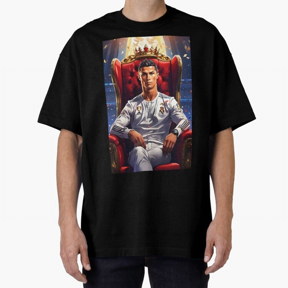 King Cristiano Ronaldo Oversized T-Shirt Refresh Match Day Hype around FIFA World Cup 2026 USA Canada Mexico, Messi, Spain and Netherlands, Football Festival Excitement, Trophy Ambitions, Country Rivalries and Star Player Buzz; Made for Collectors