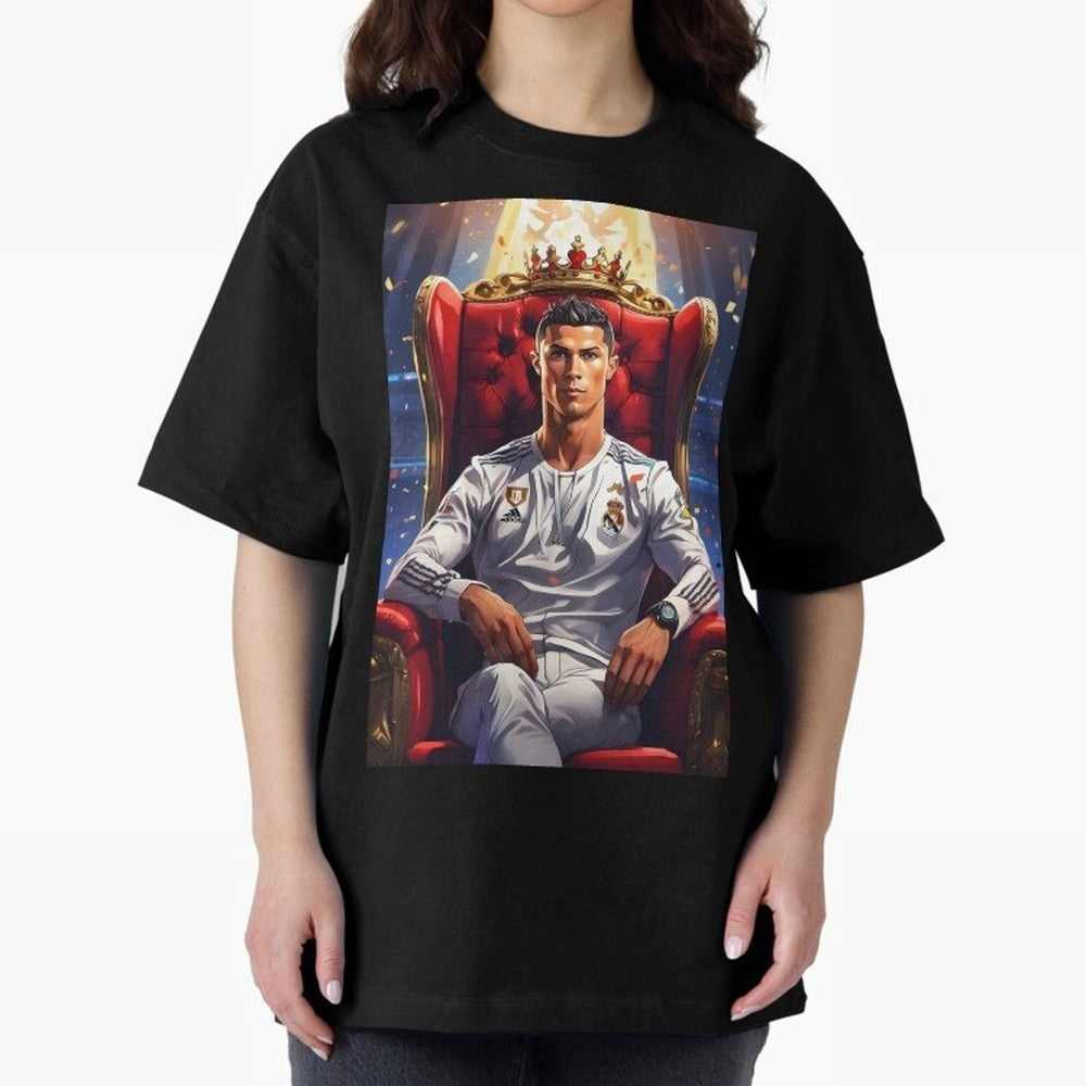 King Cristiano Ronaldo Oversized T-Shirt Refresh Match Day Hype around FIFA World Cup 2026 USA Canada Mexico, Messi, Spain and Netherlands, Football Festival Excitement, Trophy Ambitions, Country Rivalries and Star Player Buzz; Made for Collectors