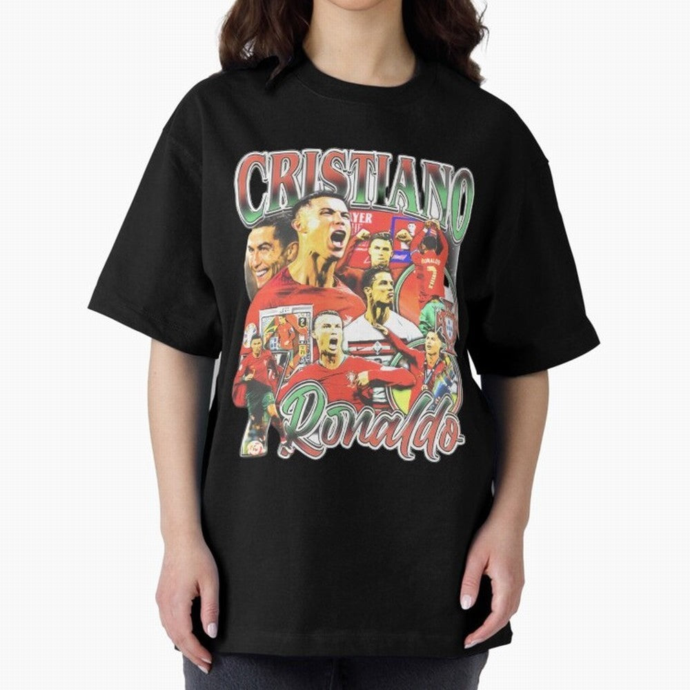 Cristiano Ronaldo Graphic Shirt Oversized T-Shirt Honor Football Greatness during Global Football Passion for FIFA World Cup 2026, Connected to Messi, Neymar and Mbappe, Portugal, Spain and Germany, Football History, Final Match Energy, Crowd Noise
