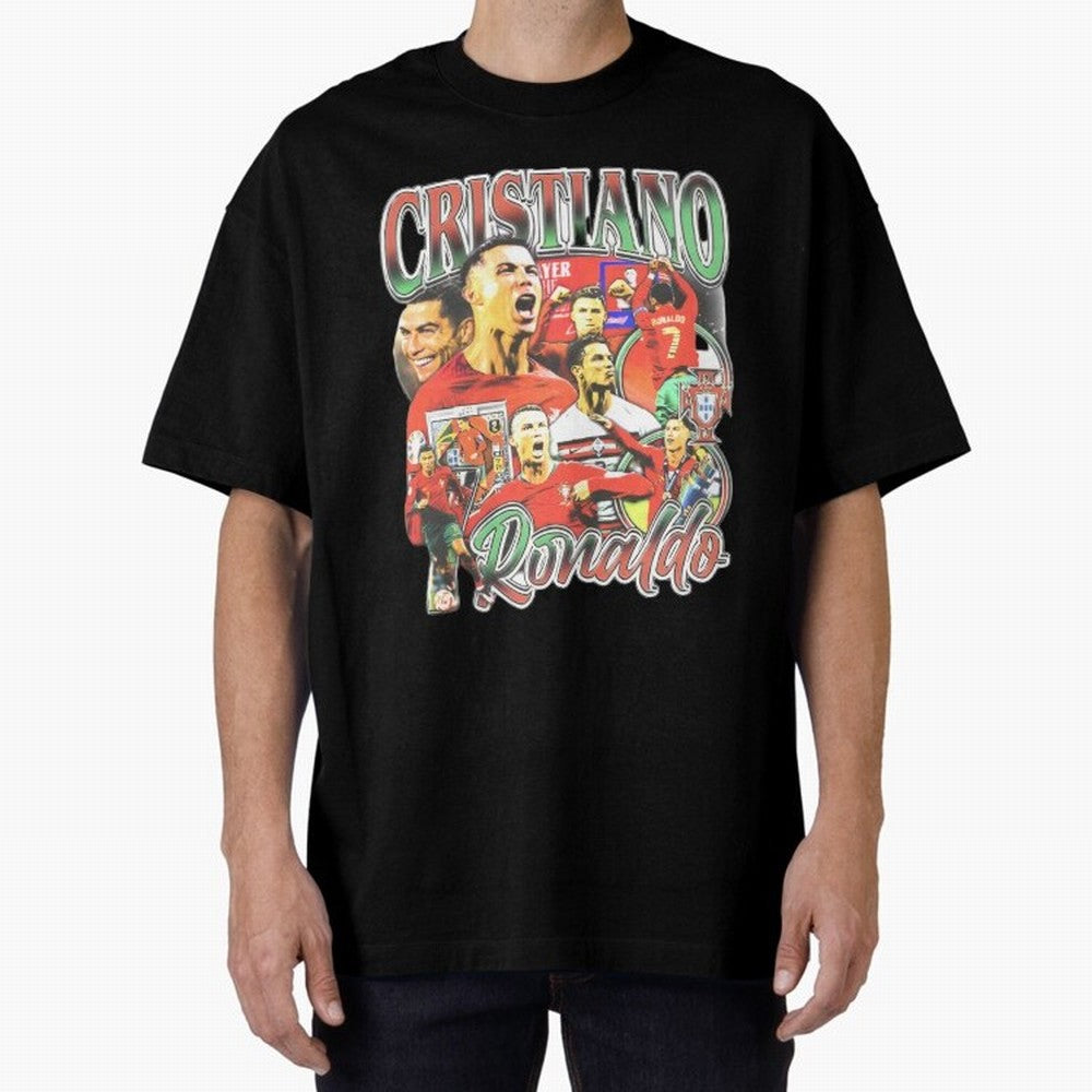 Cristiano Ronaldo Graphic Shirt Oversized T-Shirt Honor Football Greatness during Global Football Passion for FIFA World Cup 2026, Connected to Messi, Neymar and Mbappe, Portugal, Spain and Germany, Football History, Final Match Energy, Crowd Noise