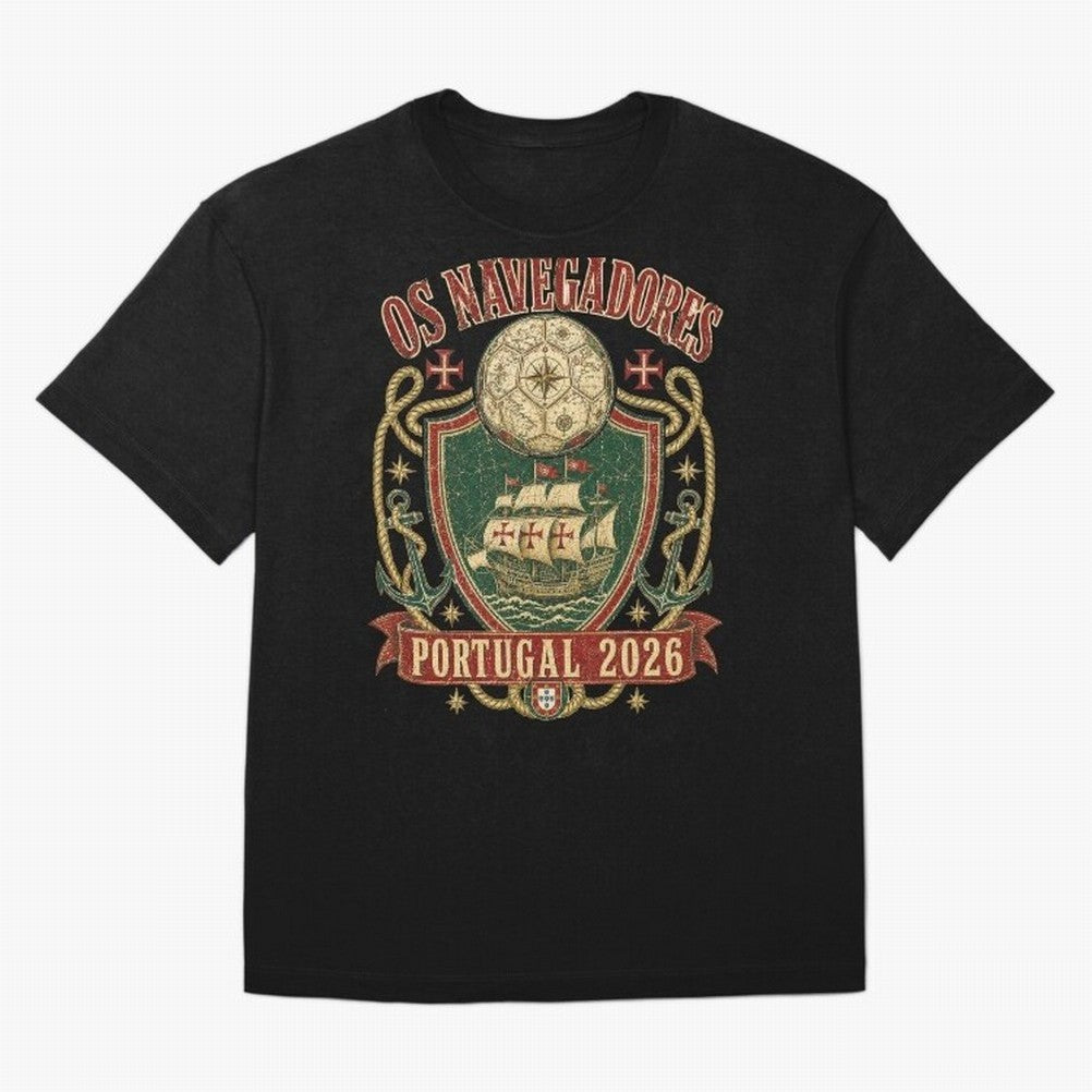 Os Navegadores Portugal 2026 World Cup Soccer T-Shirt Oversized T-Shirt Fuel the Hype around the FIFA World Cup 2026 Group Stage Journey through Neymar, Haaland and Cristiano Ronaldo Highlights, Brazil, Portugal and Argentina Pride, Stadium Chants,
