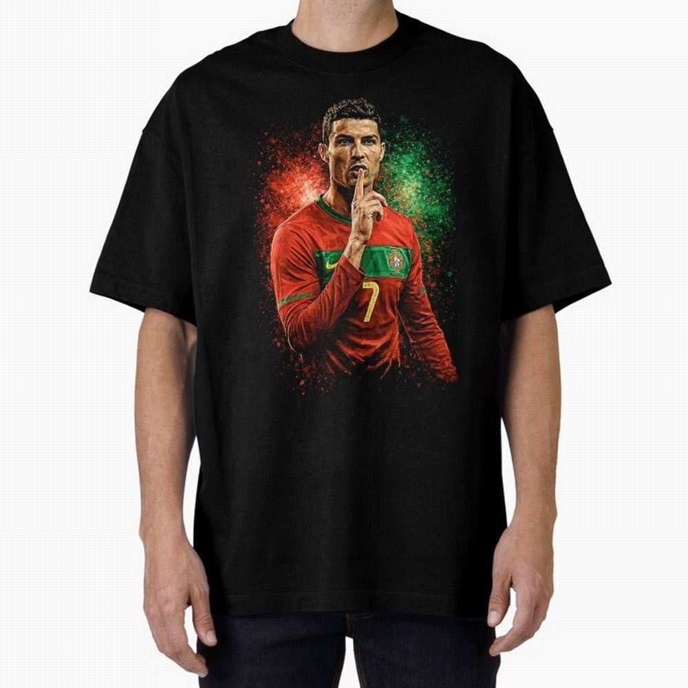 Cristiano Ronaldo Football Legend Oversized T-Shirt Live for the Drama of FIFA World Cup 2026 Built around Messi, CR7 and Mbappe, France Energy, Football Festival Excitement, Trophy Ambitions, Country Rivalries and Star Player Buzz; Great for