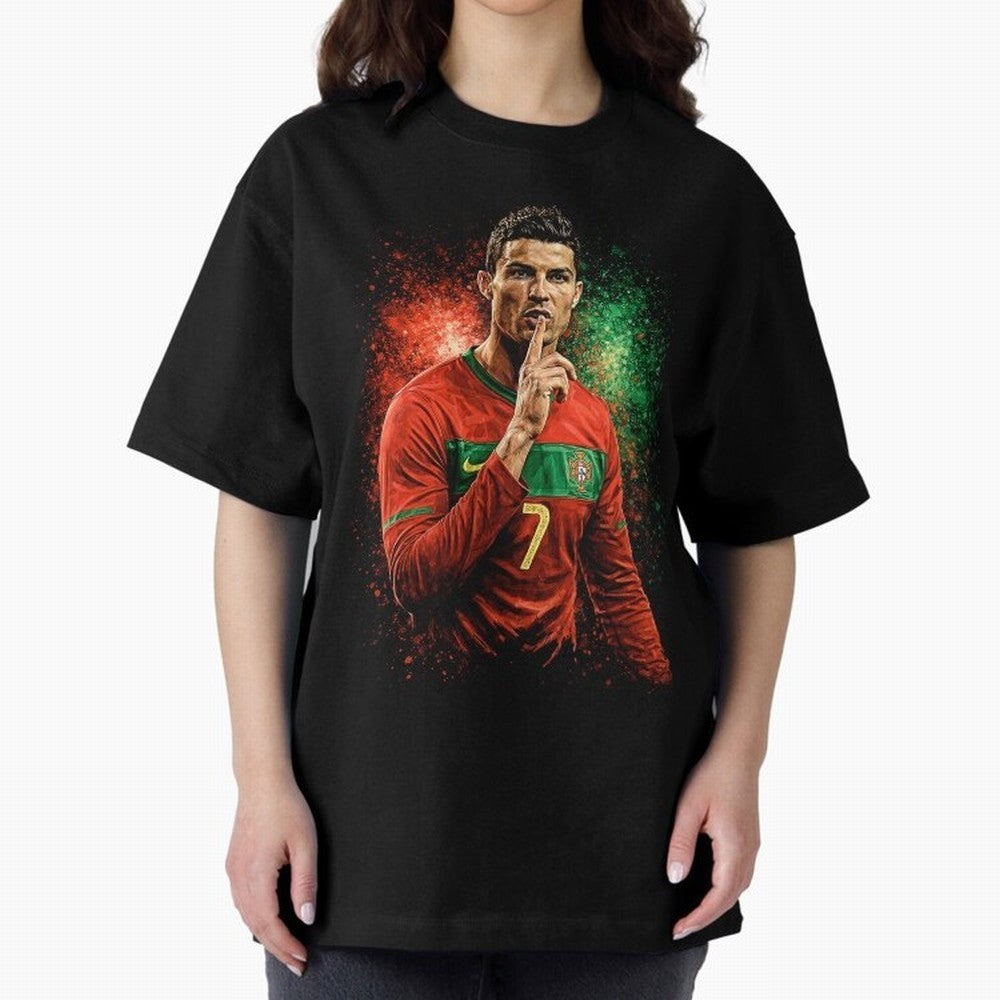 Cristiano Ronaldo Football Legend Oversized T-Shirt Live for the Drama of FIFA World Cup 2026 Built around Messi, CR7 and Mbappe, France Energy, Football Festival Excitement, Trophy Ambitions, Country Rivalries and Star Player Buzz; Great for