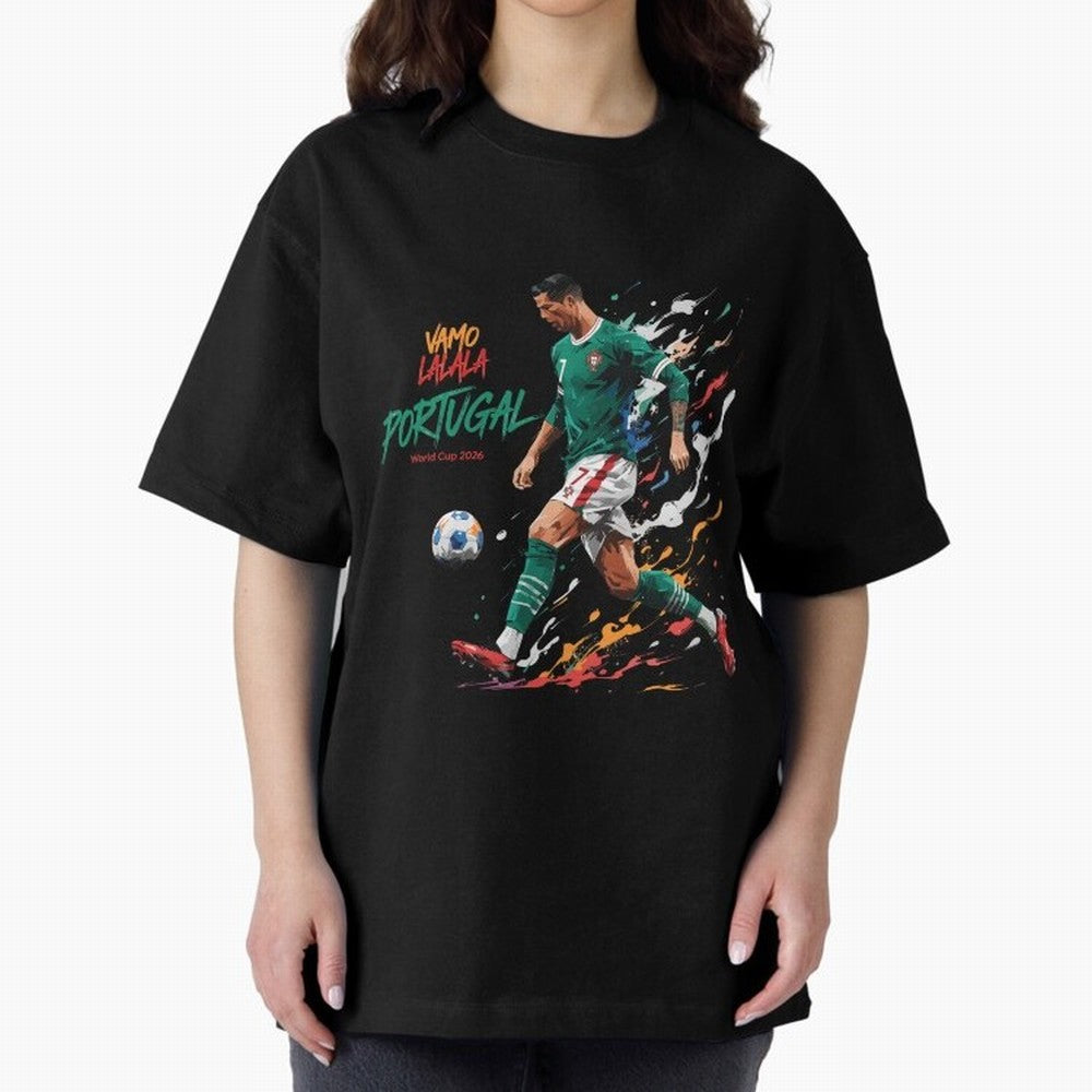Portugal CR7 Fan World Cup 26 Oversized T-Shirt Embrace FIFA World Cup 2026 Group Stage with Cristiano Ronaldo, Haaland and CR7, Spain and Netherlands Energy, Soccer Culture, Superstar Moments, National Team Dreams and Competitive Fire; Great for