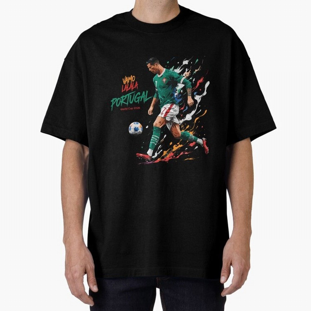 Portugal CR7 Fan World Cup 26 Oversized T-Shirt Embrace FIFA World Cup 2026 Group Stage with Cristiano Ronaldo, Haaland and CR7, Spain and Netherlands Energy, Soccer Culture, Superstar Moments, National Team Dreams and Competitive Fire; Great for