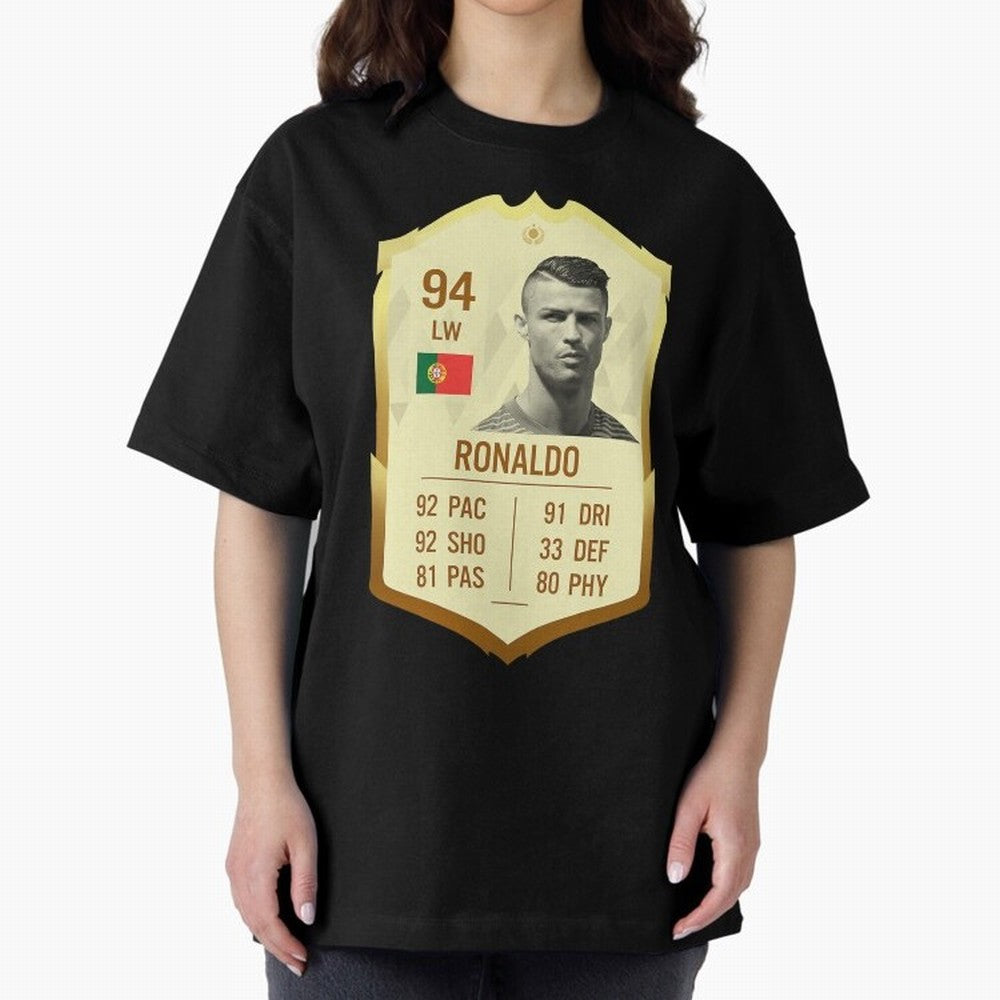 Cristiano Ronaldo Ultimate Card Oversized T-Shirt Capture FIFA World Cup 2026 Centered on Messi, Neymar and Mbappe, Portugal, Spain and Germany Energy, Fan Favorite Moments, National Team Passion, Big Match Drama and Soccer History; Made for