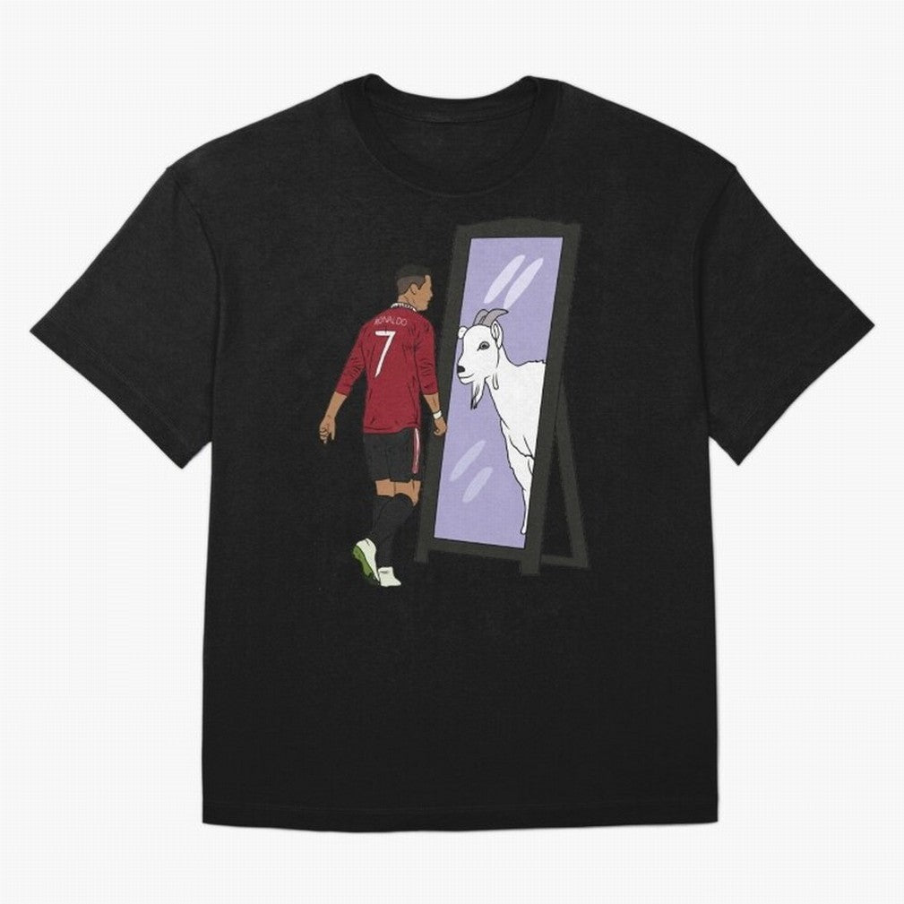 Cristiano Ronaldo Mirror GOAT Oversized T-Shirt Follow the Road to the FIFA World Cup 2026 Group Stage Journey through Neymar Highlights, Brazil Pride, Sports Nostalgia, International Competition, Famous Players and Unforgettable Victories; Made