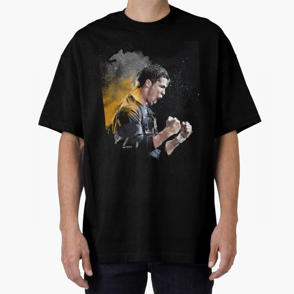 CRISTIANO RONALDO PAINTING Oversized T-Shirt Stand Proud for Match Day Hype around FIFA World Cup 2026 Group Stage, Haaland and Mbappe, France, Stadium Memories, Football Loyalty, International Chants and Championship Tradition; Created for Match
