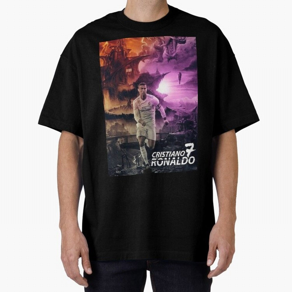 Cristiano Ronaldo | CR7 Design Oversized T-Shirt Show Championship Spirit for FIFA World Cup 2026 Group Stage Inspired by Cristiano Ronaldo, England and Germany Energy, Worldwide Fan Energy, Dramatic Goals, Stadium Lights and Championship