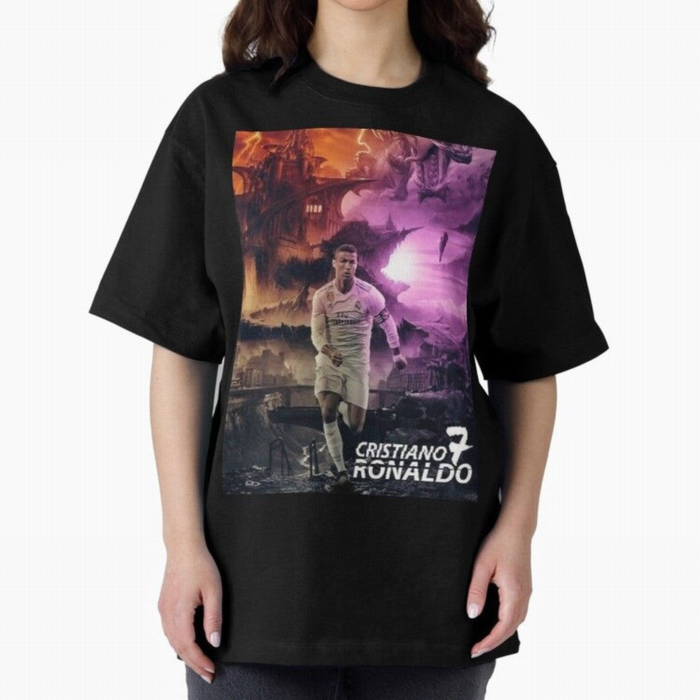 Cristiano Ronaldo | CR7 Design Oversized T-Shirt Show Championship Spirit for FIFA World Cup 2026 Group Stage Inspired by Cristiano Ronaldo, England and Germany Energy, Worldwide Fan Energy, Dramatic Goals, Stadium Lights and Championship