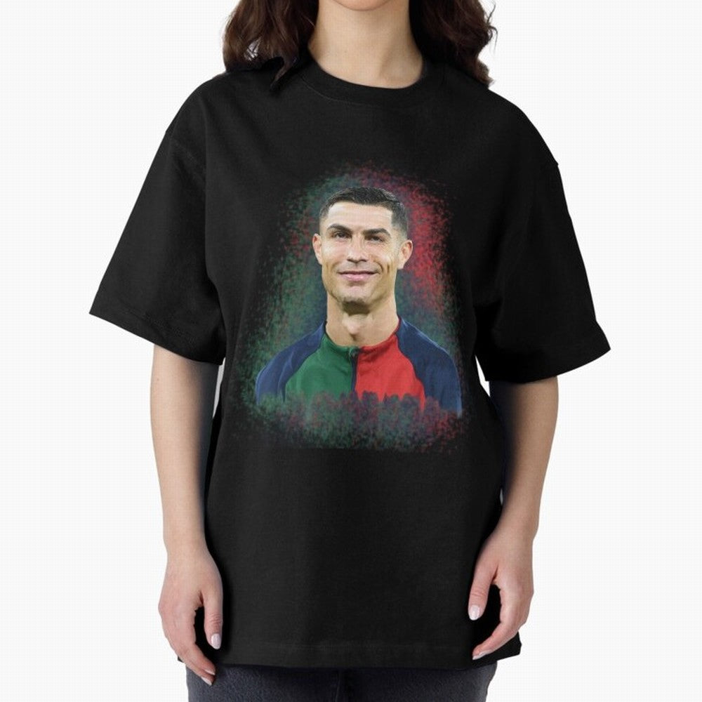 Cristiano Ronaldo digital art Oversized T-Shirt Back Your Heroes with FIFA World Cup 2026 Filled with Neymar, Argentina, France and Brazil Energy, Stadium Chants, National Pride, Trophy Dreams and Unforgettable Football Memories; Perfect for People