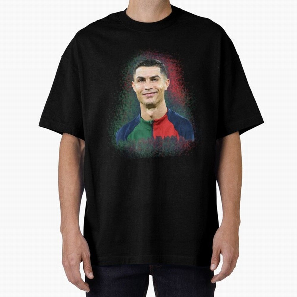 Cristiano Ronaldo digital art Oversized T-Shirt Back Your Heroes with FIFA World Cup 2026 Filled with Neymar, Argentina, France and Brazil Energy, Stadium Chants, National Pride, Trophy Dreams and Unforgettable Football Memories; Perfect for People