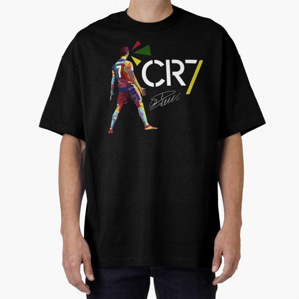Cr7 Cristiano Ronaldo Signature Oversized T-Shirt Mark Match Day Hype around FIFA World Cup 2026, Messi, England, France and Netherlands, Football Festival Excitement, Trophy Ambitions, Country Rivalries and Star Player Buzz; Perfect for Fans,