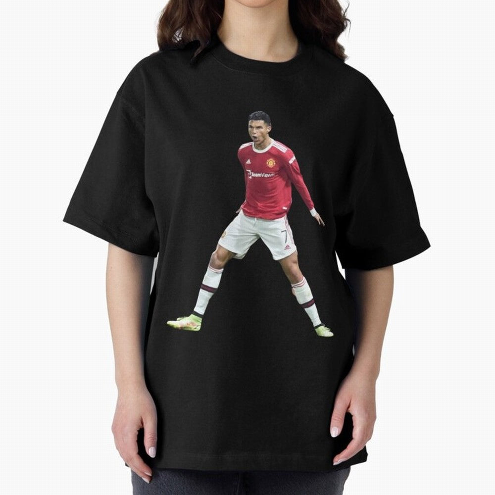 Ronaldo in Flight Oversized T-Shirt Show Match Day Excitement for Global Football Passion for FIFA World Cup 2026 USA Canada Mexico, Celebrating Cristiano Ronaldo, Haaland and CR7, England, France and Netherlands, Sports Nostalgia, International