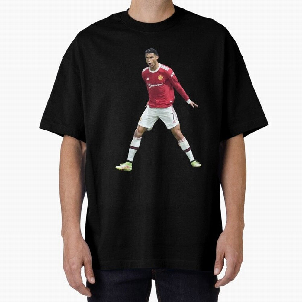 Ronaldo in Flight Oversized T-Shirt Show Match Day Excitement for Global Football Passion for FIFA World Cup 2026 USA Canada Mexico, Celebrating Cristiano Ronaldo, Haaland and CR7, England, France and Netherlands, Sports Nostalgia, International