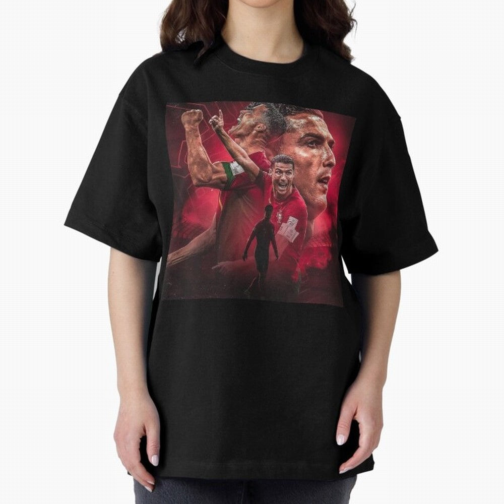 Cristiano Ronaldo - CR 7 Celebration Oversized T-Shirt Celebrate the Stars of FIFA World Cup 2026 USA Canada Mexico for Fans of Cristiano Ronaldo, Haaland and CR7 and England, France and Netherlands, Bringing Match Day Excitement, Supporter