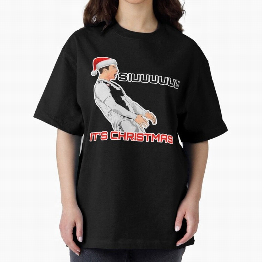 Siuuuuuu CR7 Christmas funny Oversized T-Shirt Bring Match Day Fire to FIFA World Cup 2026 Group Stage Spirit, Made for Spain, Haaland, Football Passion, Legendary Performances, Festival Vibes and Supporter Community; Ideal for Passionate Fans Who