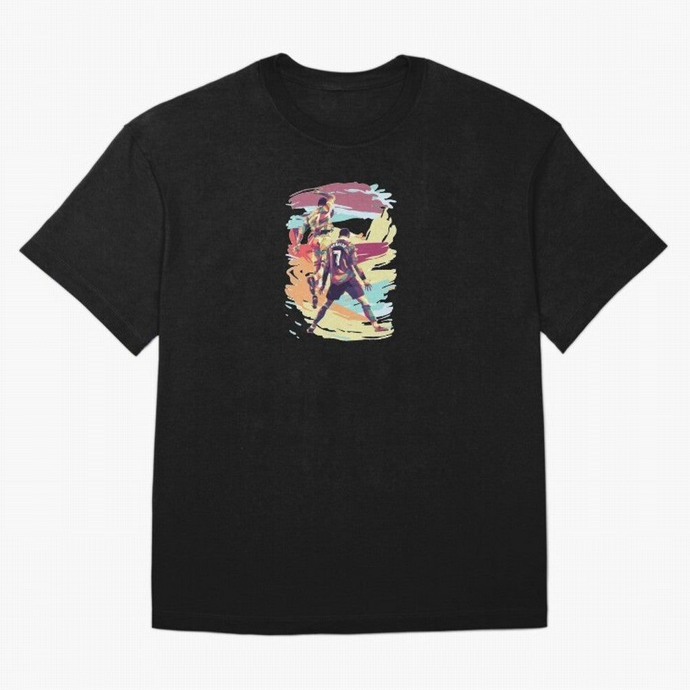 Illustration Cristiano Ronaldo CR7 Oversized T-Shirt Show Your Stadium Side during the FIFA World Cup 2026 USA Canada Mexico Journey through Mbappe Highlights, Argentina, France and Brazil Pride, Goal Celebration Energy, Supporter Heritage,