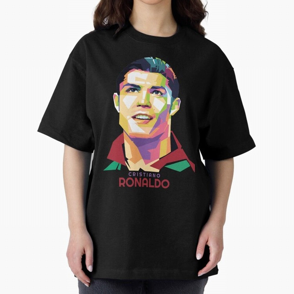 Geometric Celebrity Cristiano Ronaldo Oversized T-Shirt Support Your Favorite Stars during FIFA World Cup 2026 Spirit, with Netherlands, Cristiano Ronaldo, Sports Nostalgia, International Competition, Famous Players and Unforgettable Victories;