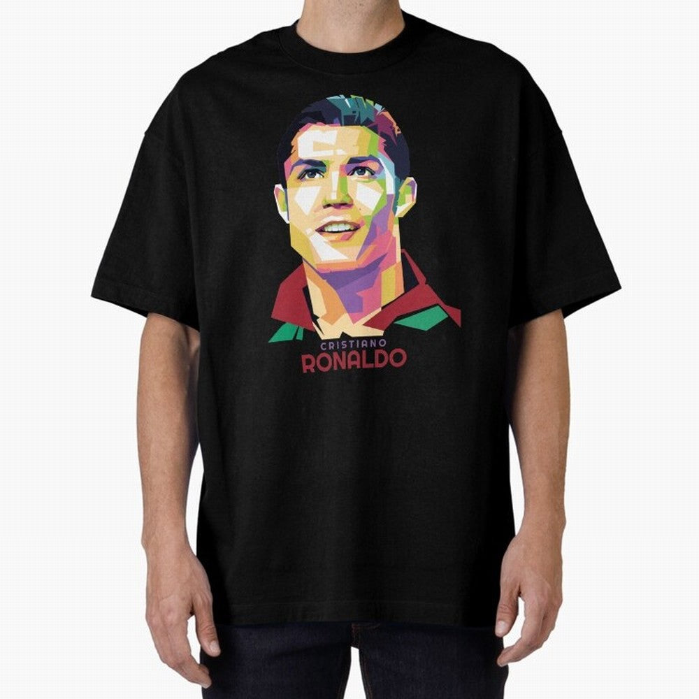 Geometric Celebrity Cristiano Ronaldo Oversized T-Shirt Support Your Favorite Stars during FIFA World Cup 2026 Spirit, with Netherlands, Cristiano Ronaldo, Sports Nostalgia, International Competition, Famous Players and Unforgettable Victories;