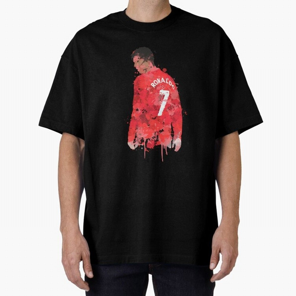 Cristiano Ronaldo - Manchester United Legend Art Oversized T-Shirt Join Supporters Worldwide for FIFA World Cup 2026 USA Canada Mexico for Fans of CR7 and Messi and England, Bringing Goal Celebration Energy, Supporter Heritage, Football Icons and