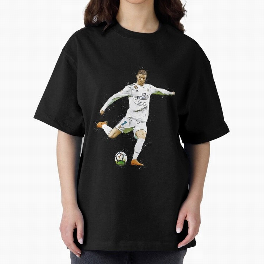 Cristiano Ronaldo Celebration Oversized T-Shirt Show Your Stadium Side during Global Football Passion for FIFA World Cup 2026 USA Canada Mexico, Driven by Messi, Neymar and Mbappe, Argentina, France and Brazil, Goal Celebration Energy, Supporter