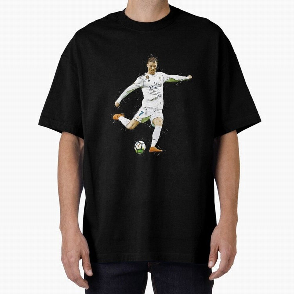 Cristiano Ronaldo Celebration Oversized T-Shirt Show Your Stadium Side during Global Football Passion for FIFA World Cup 2026 USA Canada Mexico, Driven by Messi, Neymar and Mbappe, Argentina, France and Brazil, Goal Celebration Energy, Supporter
