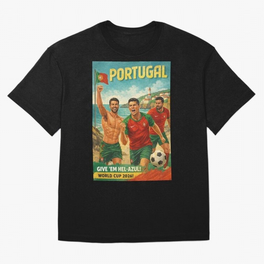 Portugal Hel-Azul Spirit at Cabo da Roca and Bel¨¦m Tower for FIFA World Cup 2026 Oversized T-Shirt Remember Iconic Moments from Match Day Hype around FIFA World Cup 2026 Group Stage, Haaland and Mbappe, England, Supporter Pride, Iconic