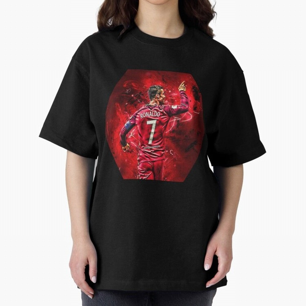 CR7 Art Oversized T-Shirt Celebrate Global Passion for Global Football Passion for FIFA World Cup 2026 Group Stage, with Neymar, Haaland and Cristiano Ronaldo, Portugal, Classic Soccer Heritage, Championship Pressure, Fan Loyalty and International
