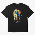 Cristiano Ronaldo and Messi Wpap Art Oversized T-Shirt Spotlight FIFA World Cup 2026 USA Canada Mexico for Fans of Messi, Neymar and Mbappe and France, Bringing Retro Football Energy, Iconic Rivalries, Trophy Chase Drama and Stadium Atmosphere;
