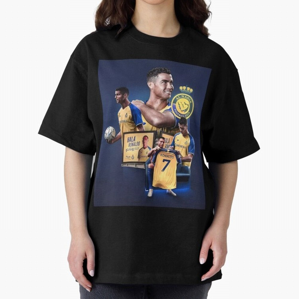 Art Cristiano Ronaldo Wallpaper Oversized T-Shirt Join Supporters Worldwide for FIFA World Cup 2026 Group Stage with Haaland, Brazil Energy, Goal Celebration Energy, Supporter Heritage, Football Icons and Worldwide Tournament Joy; Ideal for