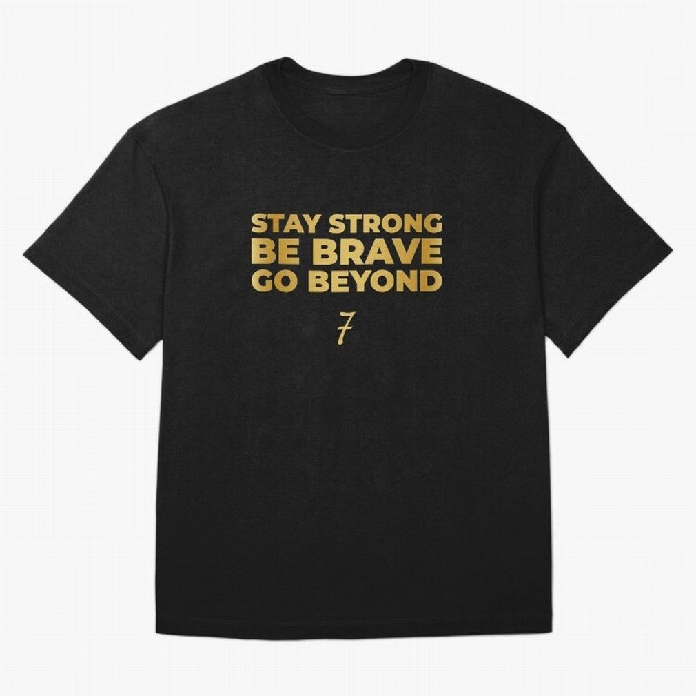 Stay Strong, Be Brave, Go Beyond (Gold Edition) Oversized T-Shirt Celebrate Classic Football Spirit in FIFA World Cup 2026 USA Canada Mexico Celebrating Messi, Spain Energy, Tournament Hype, Historic Matchups, Family Viewing Parties and Global