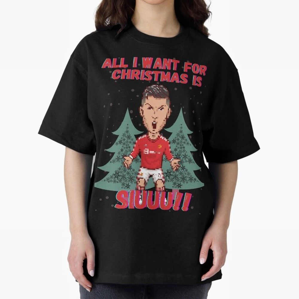 All I Want For Christmas is Siuuu Oversized T-Shirt Capture Stadium Memories from the FIFA World Cup 2026 USA Canada Mexico Journey through Haaland and Mbappe Highlights, Germany Pride, Football Passion, Legendary Performances, Festival Vibes and