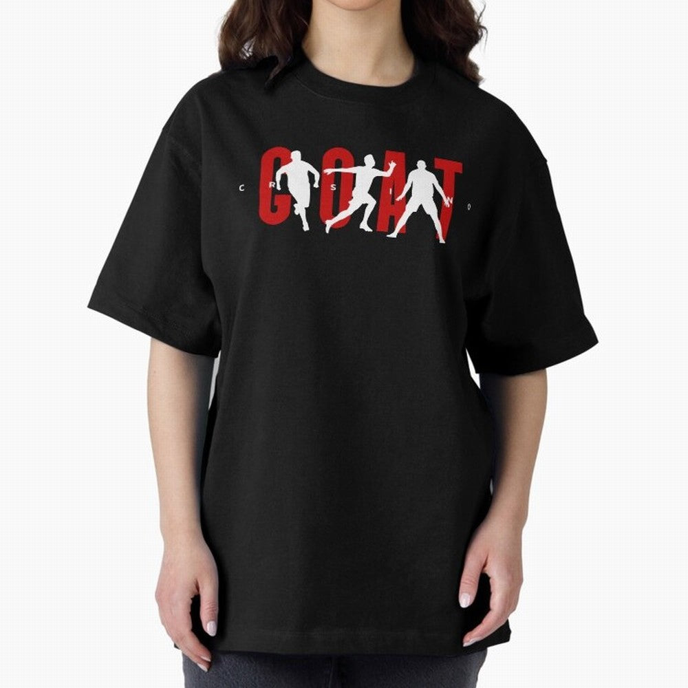 Cristiano Ronaldo Goat Oversized T-Shirt Embrace Global Football Passion for FIFA World Cup 2026, Highlighting Neymar, Netherlands, Tournament Hype, Historic Matchups, Family Viewing Parties and Global Sports Pride; Perfect for People Who Love