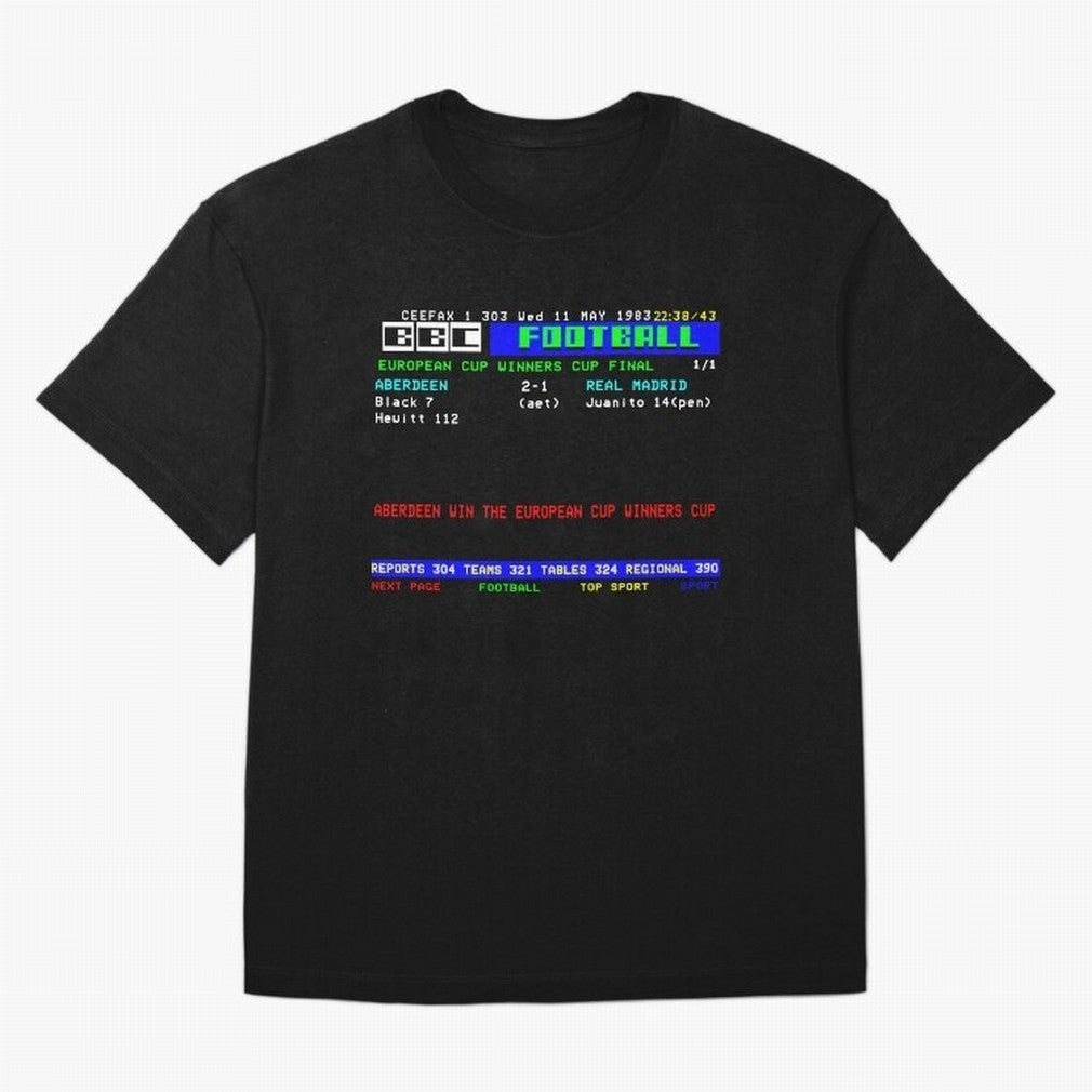 Aberdeen Cup Winners Cup Final 1983 CEEFAX Oversized T-Shirt Keep Football History Alive during the FIFA World Cup 2026 Group Stage Journey through Neymar Highlights, England Pride, Match Day Excitement, Supporter Culture, Golden Goals and Global