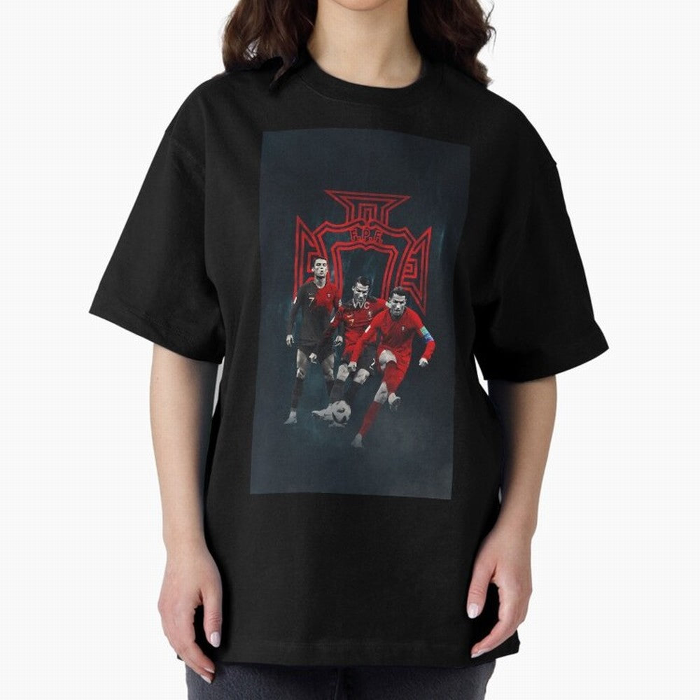 Art CR7 Wallpaper Oversized T-Shirt Show Your Love for the FIFA World Cup 2026 Group Stage Journey through Cristiano Ronaldo Highlights, England and Germany Pride, Retro Football Energy, Iconic Rivalries, Trophy Chase Drama and Stadium Atmosphere;
