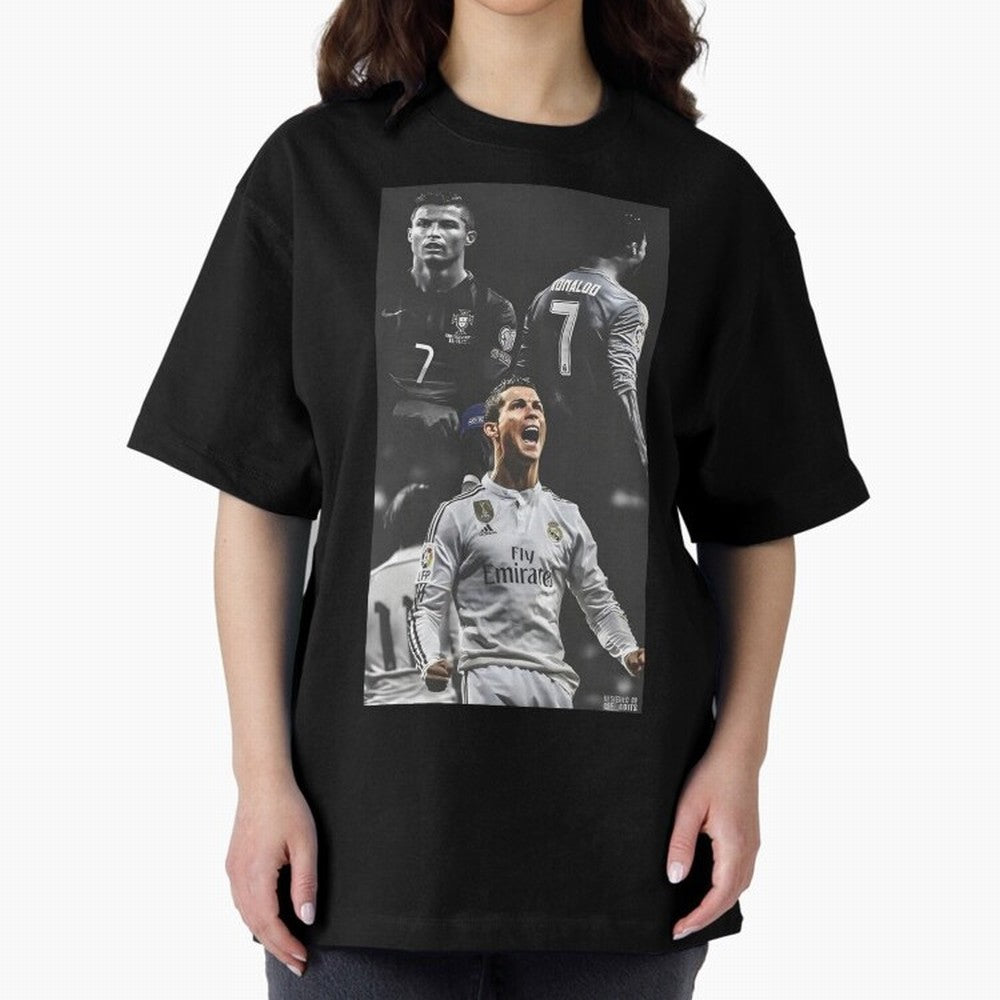 Cristiano Ronaldo CR7 Football Art Poster Oversized T-Shirt Relive Legendary Nights from Match Day Hype around FIFA World Cup 2026 Group Stage, CR7 and Messi, Spain and Netherlands, Tournament Hype, Historic Matchups, Family Viewing Parties and