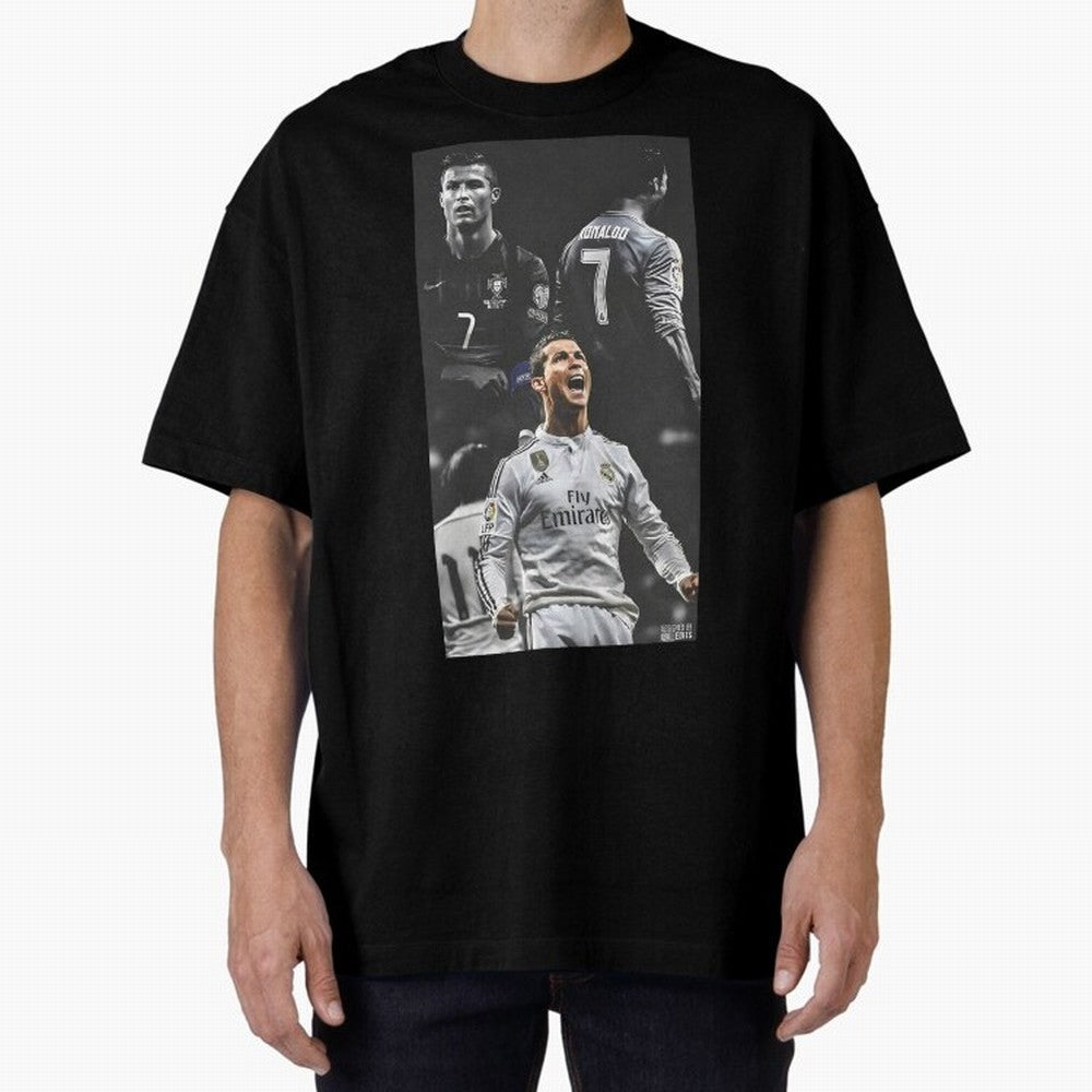 Cristiano Ronaldo CR7 Football Art Poster Oversized T-Shirt Relive Legendary Nights from Match Day Hype around FIFA World Cup 2026 Group Stage, CR7 and Messi, Spain and Netherlands, Tournament Hype, Historic Matchups, Family Viewing Parties and